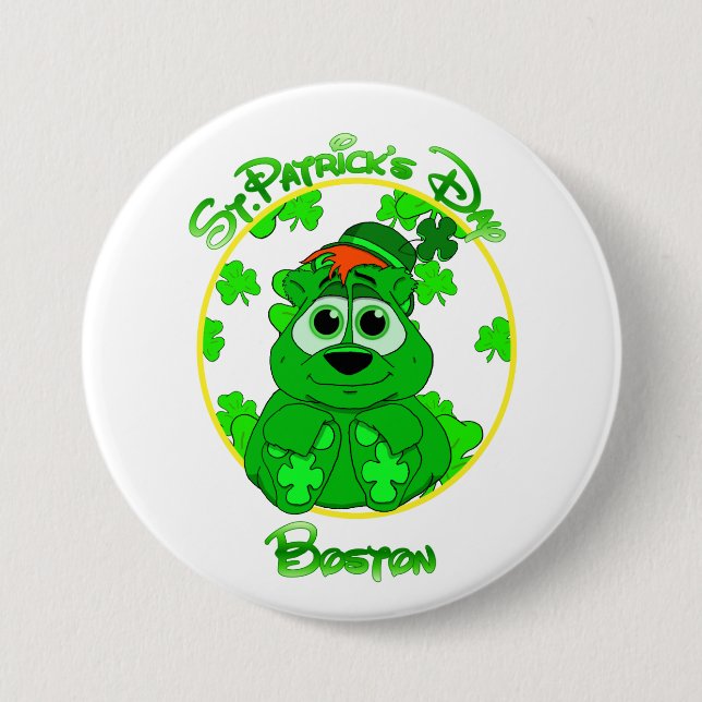 St Patrick's Day Boston feat Lil Clover Pinback Button (Front)