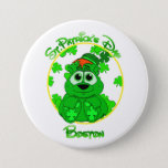 St Patrick&#39;s Day Boston Feat Lil Clover Pinback Button at Zazzle