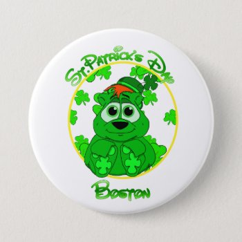 St Patrick's Day Boston Feat Lil Clover Pinback Button by cimmerrian at Zazzle