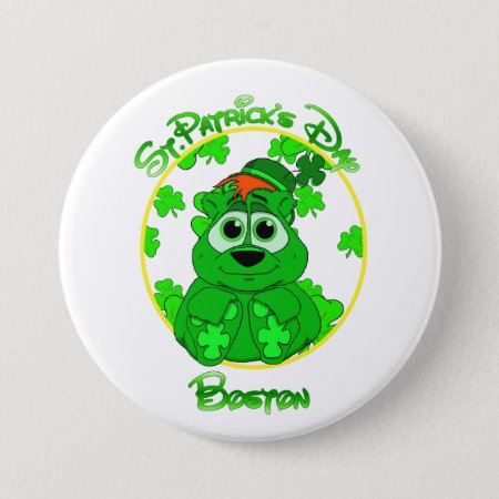 St Patrick's Day Boston Feat Lil Clover Pinback Button
