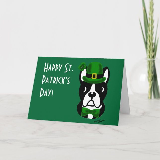 St. Patrick's Day Boston Terrier 1 Card (Front)