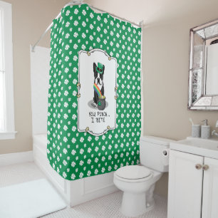 St. Patrick's Day Boston Terrier (black) Cute Dog Shower Curtain