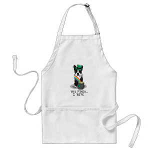 St. Patrick's Day Boston Terrier Dog (black) Cute Adult Apron