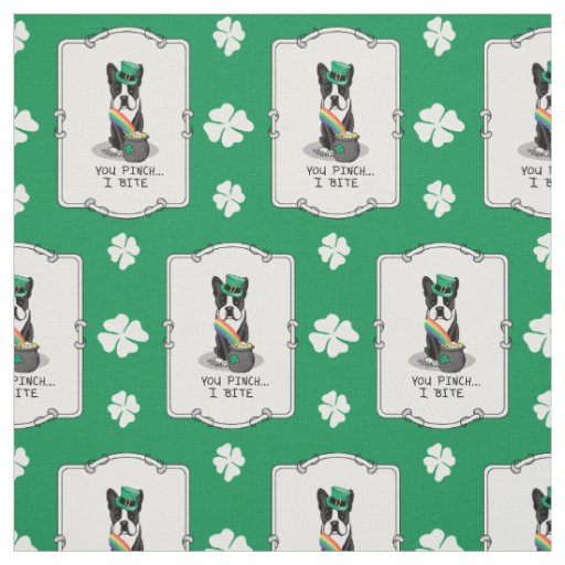 St. Patrick's Day Boston Terrier Dog (black) Funny Fabric