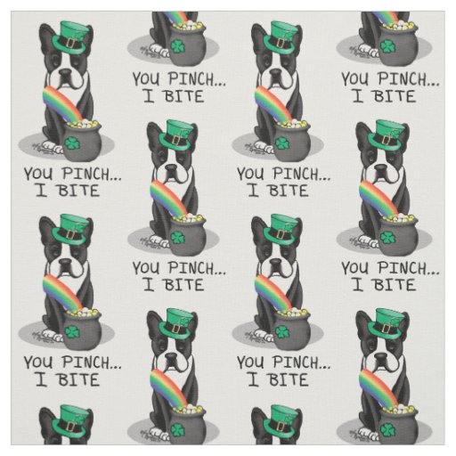 St. Patrick's Day Boston Terrier Dog (black) Funny Fabric