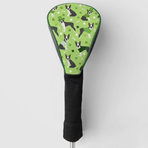 St Patricks Day Boston Terrier Golf Head Cover