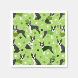 St. Patrick's Day Boston Terrier Napkins