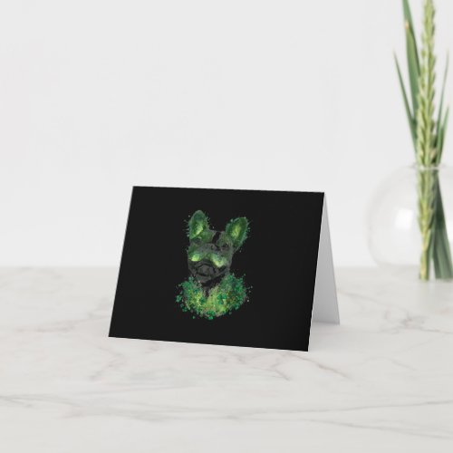 St Patricks Day Boston Terrier Shamrock Pet Dog Note Card