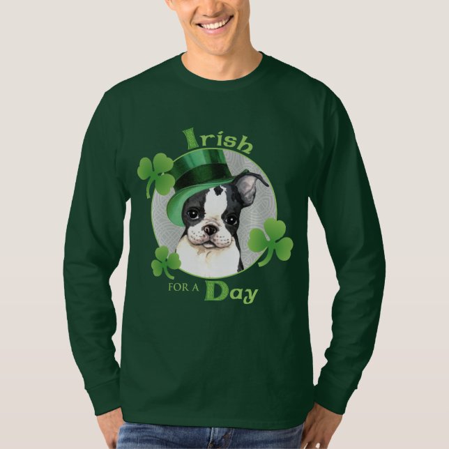 St. Patrick's Day Boston Terrier T-Shirt (Front)