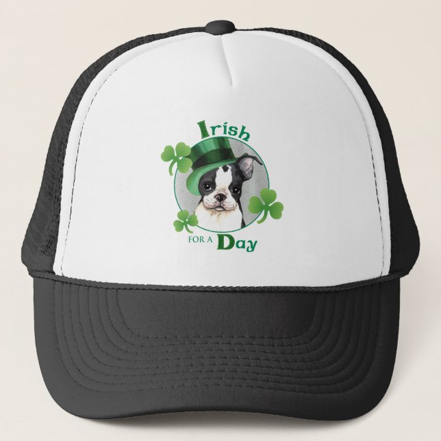 St. Patrick's Day Boston Terrier Trucker Hat (Front)