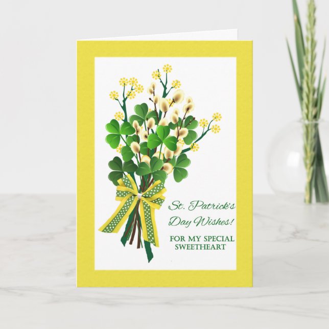 St. Patrick's Day Bouquet for Sweetheart Card (Front)