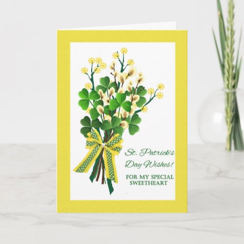 St Patricks Day Bouquet for Sweetheart Card