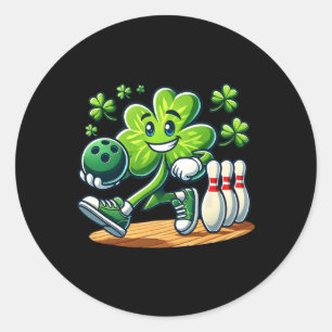 St Patrick's Day Bowling Boys Girls Cute Shamrock  Classic Round Sticker