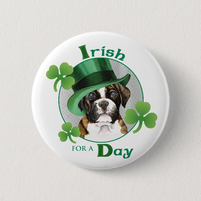 St. Patrick's Day Boxer Pinback Button (Front)