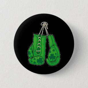 St Patricks Day Boxing Gloves Green Lucky Shamrock Button