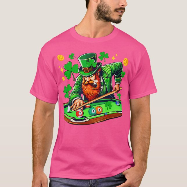 St Patrick'S Day Boy Playing Billiards Player Team T-Shirt (Front)