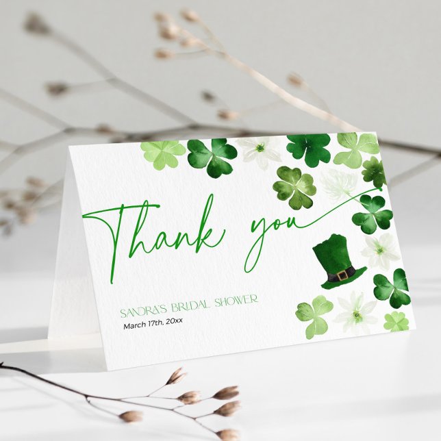 St. Patricks Day Bridal Shower Thank You Card (Thank You Card for Bridal Shower)