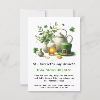 St. Patrick's Day Brunch – Tea, Beer, and Irish Ch Invitation