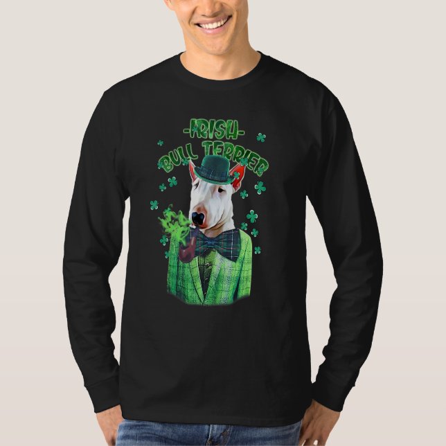 St Patrick's Day Bull Terrier Dog Shamrock C T-Shirt (Front)