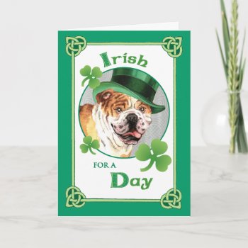 St. Patrick's Day Bulldog Card by DogsInk at Zazzle