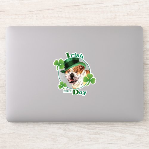St Patricks Day Bulldog Vinyl Sticker
