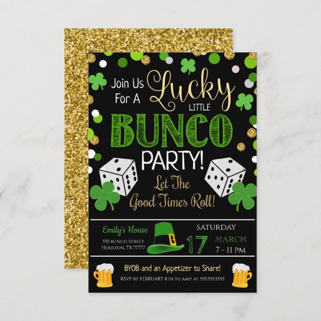 St. Patrick's Day Bunco Party Invitation (Front/Back)