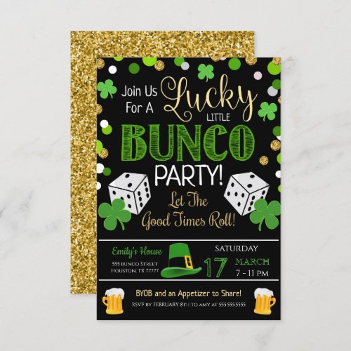St Patricks Day Bunco Party Invitation