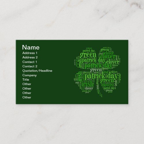 St Patricks Day Business Card