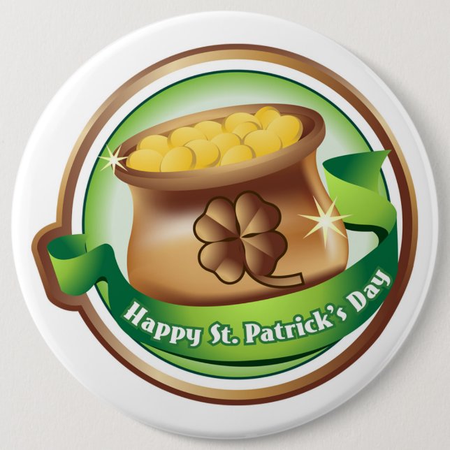 St Patrick's Day Button/Clovers Button (Front)