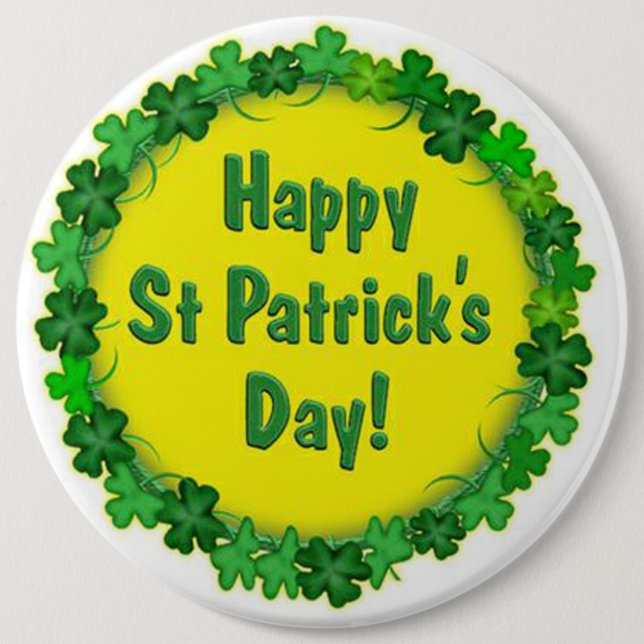 St Patrick's Day Button/Clovers Pinback Button (Front)