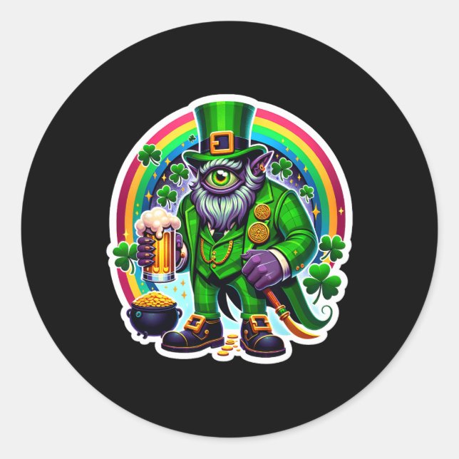 St Patrick's Day Bylor Of The Evil Eye Irish Demon Classic Round Sticker (Front)