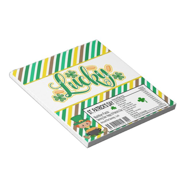 St. Patricks Day Candy Bar Wrapper Party Favors Notepad (Angled)