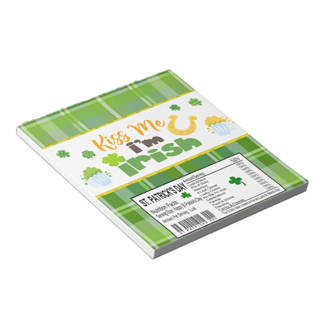 St. Patricks Day Candy Bar Wrapper Party Favors Notepad (Angled)