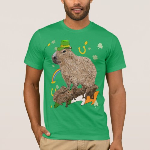 St Patricks Day Capybara Irish T_Shirt
