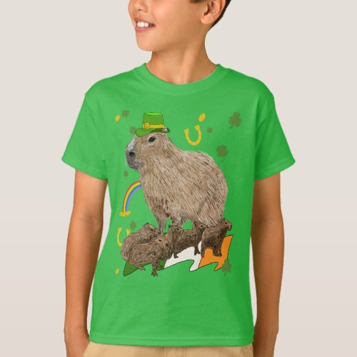 St Patricks Day Capybara Irish T_Shirt