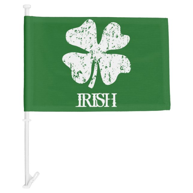 St Patricks Day car flags with lucky irish clover (Front)
