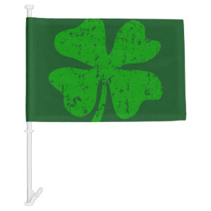 St Patricks Day car window flag with lucky clover