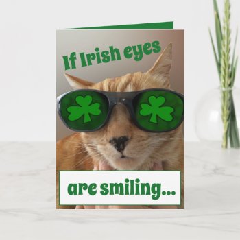 St. Patrick's Day Card Featuring Cool Cat by CrazyTabby at Zazzle