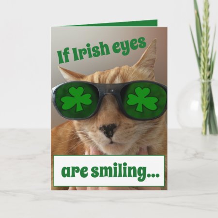 St. Patrick's Day Card Featuring Cool Cat