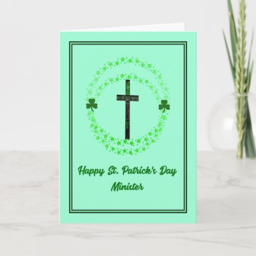 St Patricks Day Card for Minister with Cross