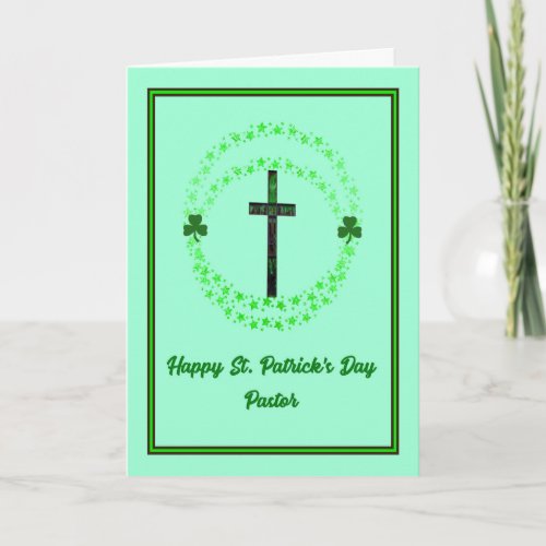 St Patricks Day Card for Pastor with Cross