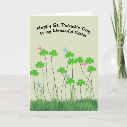 St Patricks Day Card for Sister with Shamrocks