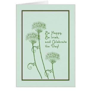 St. Patrick's Day Card in Green with Flowers