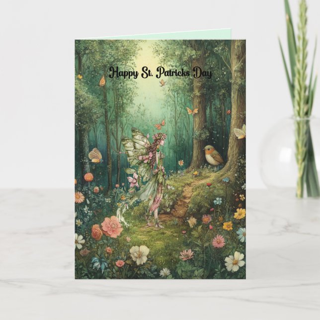 St. Patricks Day Card with Fairy in the Woods (Front)