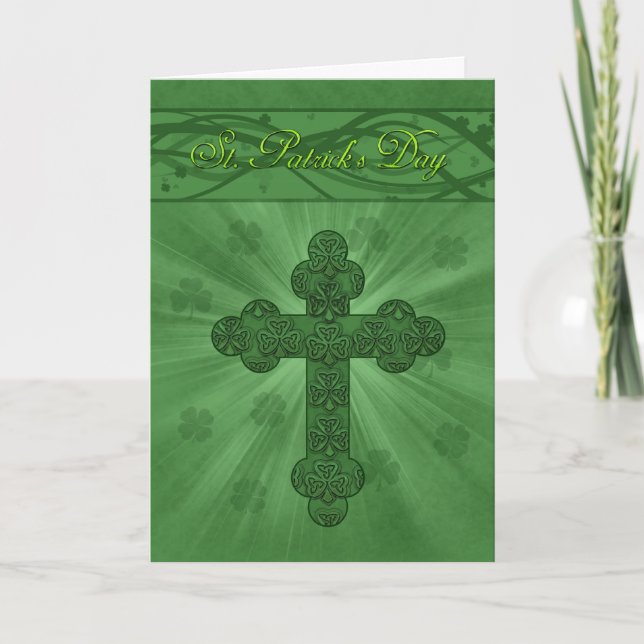 St. Patrick's Day Cards With Cross And Shamrocks (Front)