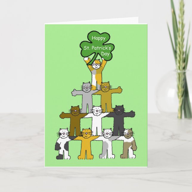 St Patrick's Day Cartoon Cats Card (Front)