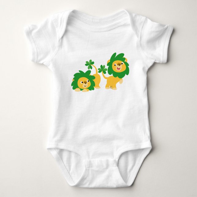 St Patrick's Day Cartoon Lions Baby Apparel Baby Bodysuit (Front)