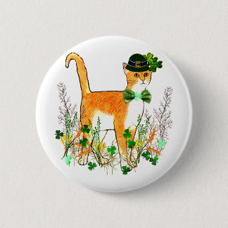 St. Patrick's Day Cat Button