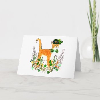 St. Patrick's Day Cat Card by orsobear at Zazzle