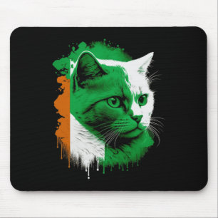 St. Patrick's Day Cat Irish Flag Ireland Men Women Mouse Pad